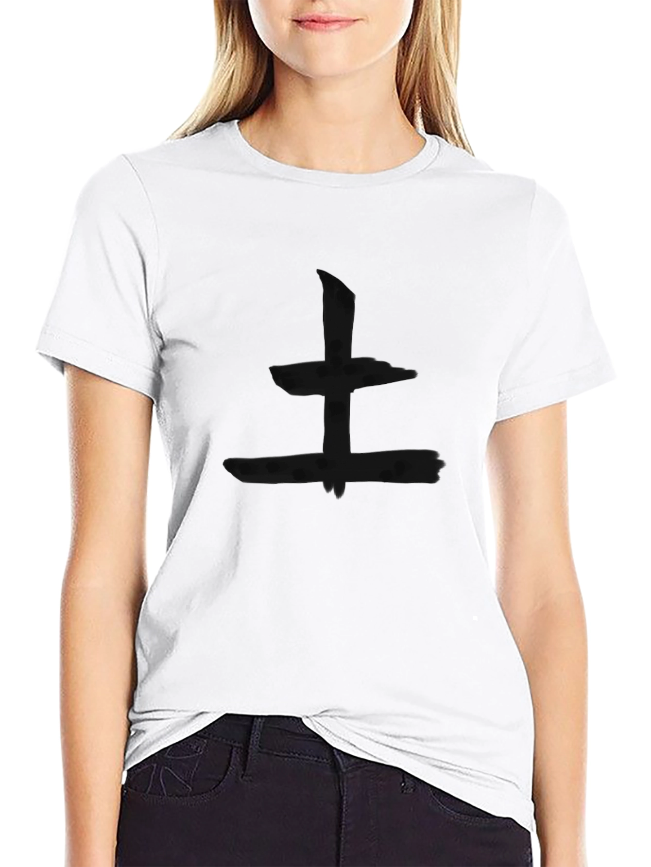 Abstract Symbol Graphic Print Black T-Shirt