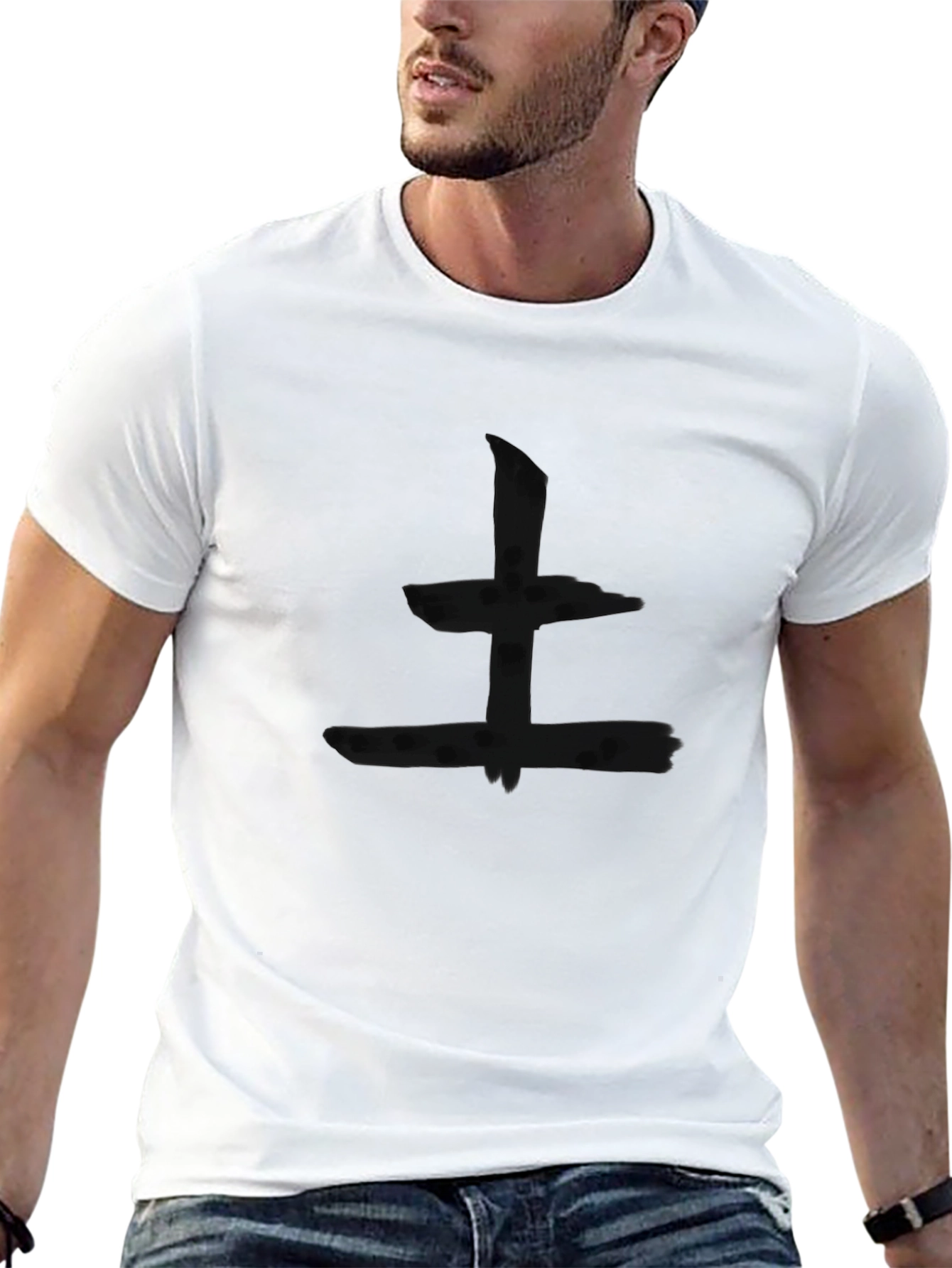 Abstract Symbol Graphic Print Black T-Shirt