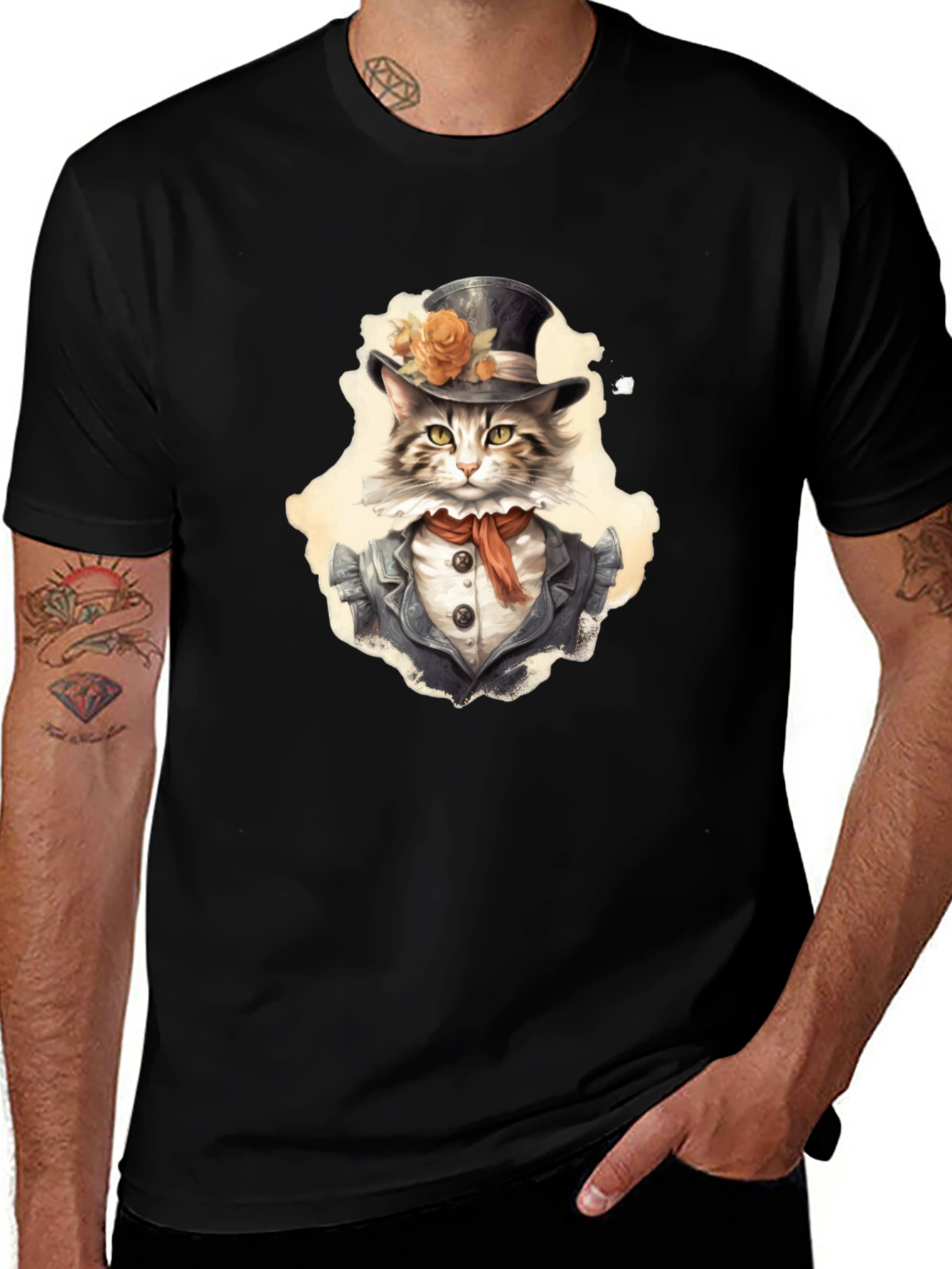 Dapper Cat T-Shirt - Top Hat & Tails!
