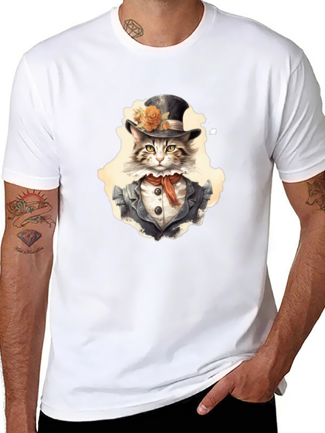 Dapper Cat T-Shirt - Top Hat & Tails!