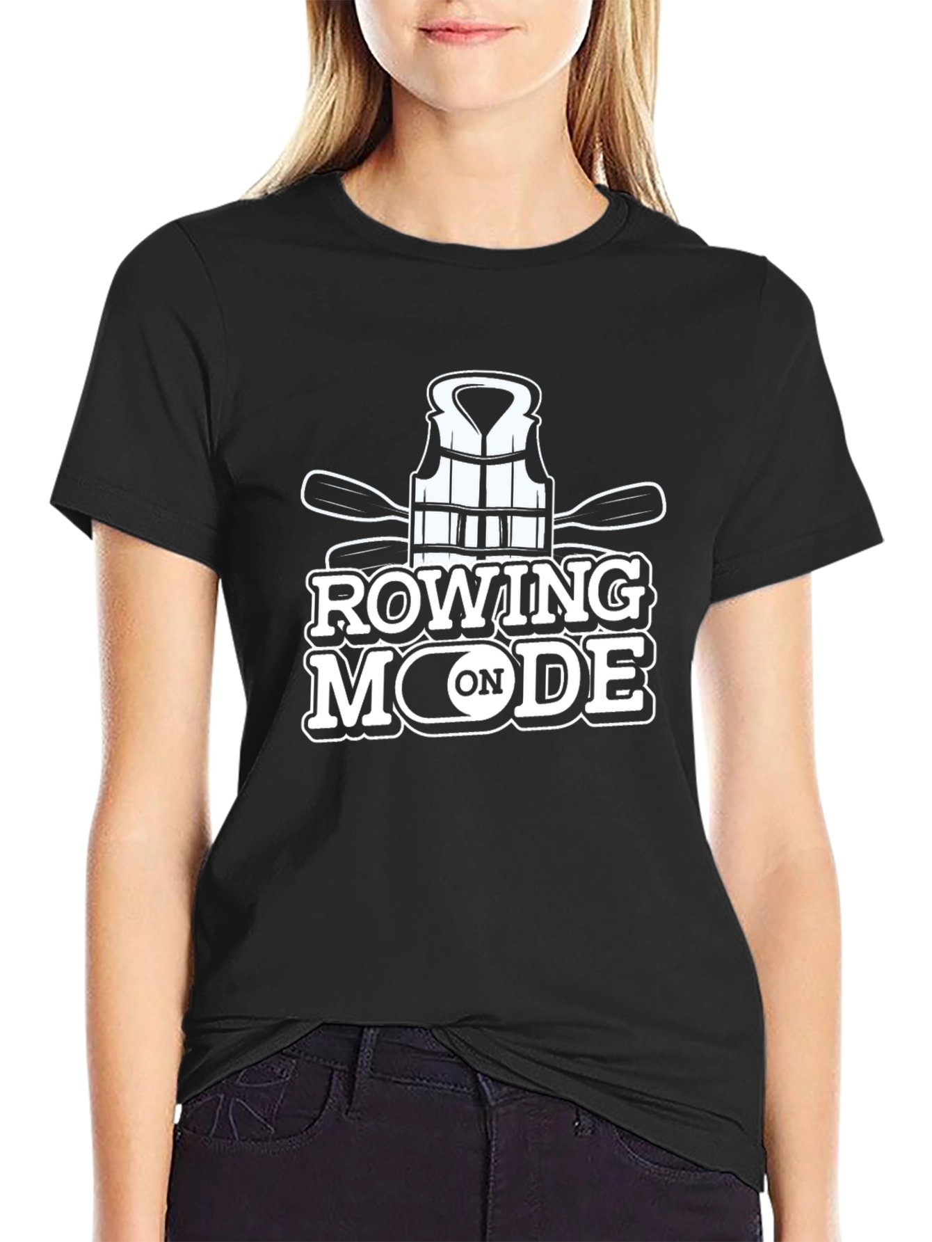 Rowing Mode T-Shirt: Paddles & Life Vest Graphic Tee