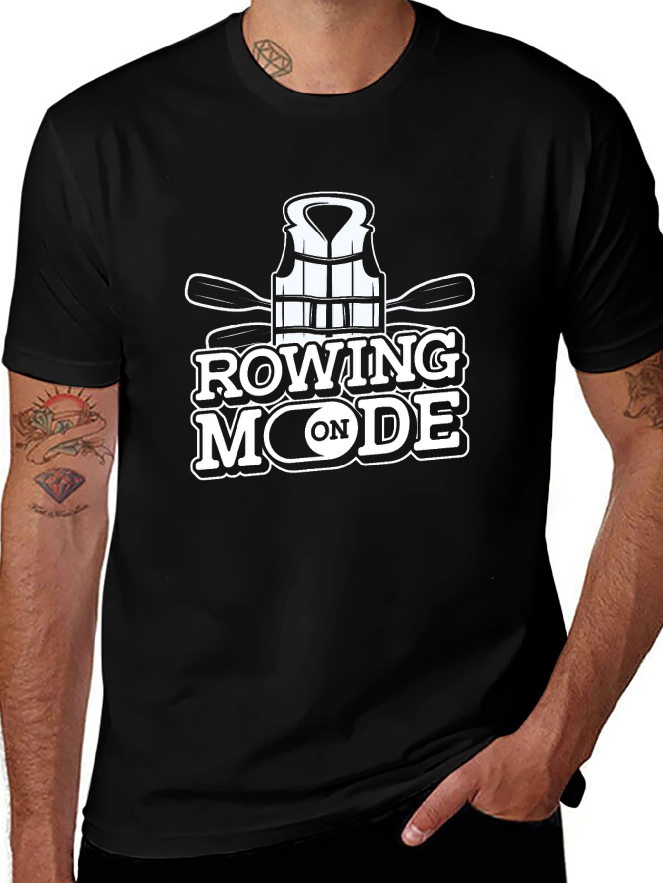 Rowing Mode T-Shirt: Paddles & Life Vest Graphic Tee