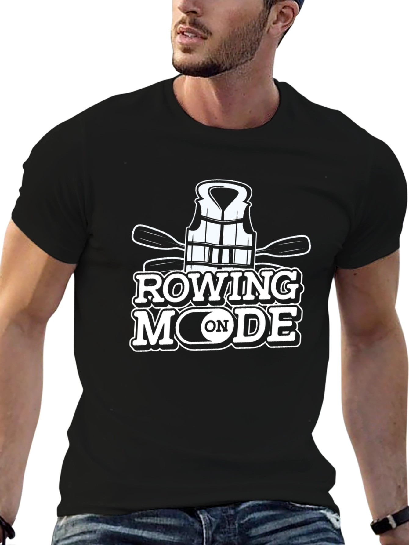 Rowing Mode T-Shirt: Paddles & Life Vest Graphic Tee