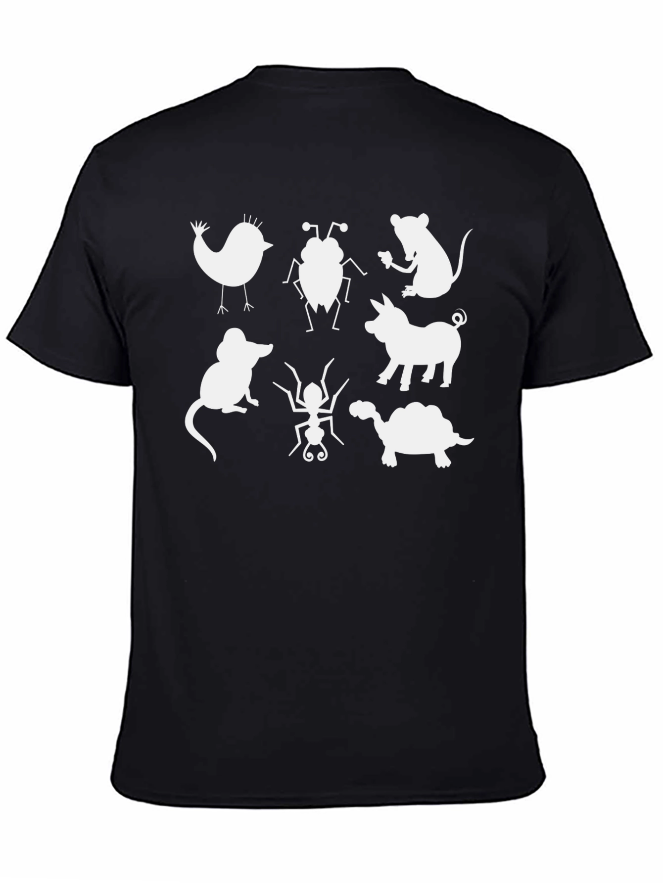 Animal Silhouette Graphic Tee - Quirky Black T-Shirt