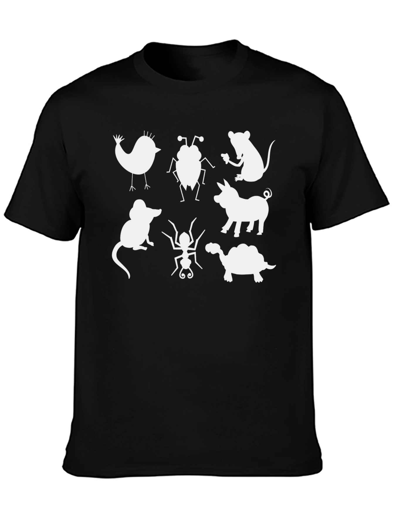 Animal Silhouette Graphic Tee - Quirky Black T-Shirt