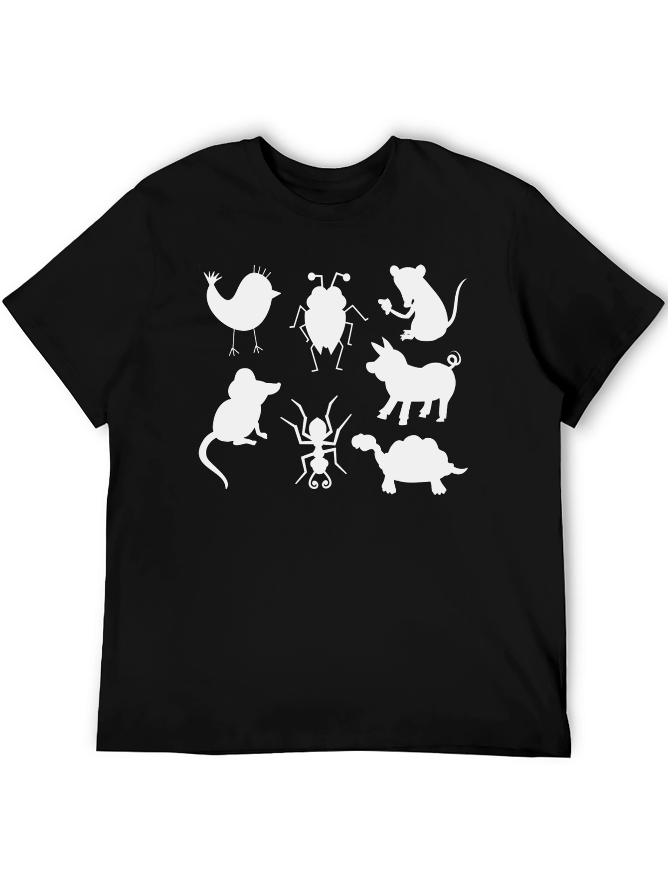 Animal Silhouette Graphic Tee - Quirky Black T-Shirt