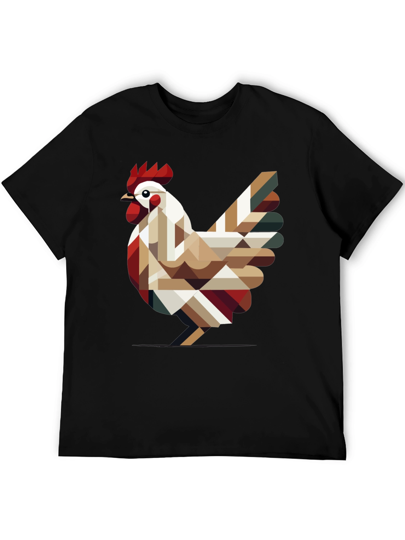 Geometric Chicken Graphic Tee - Modern Farm Style