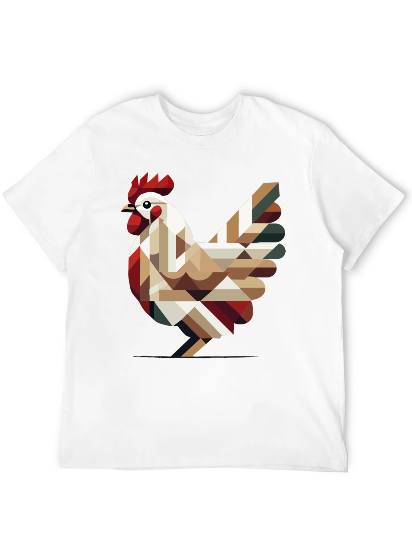 Geometric Chicken Graphic Tee - Modern Farm Style