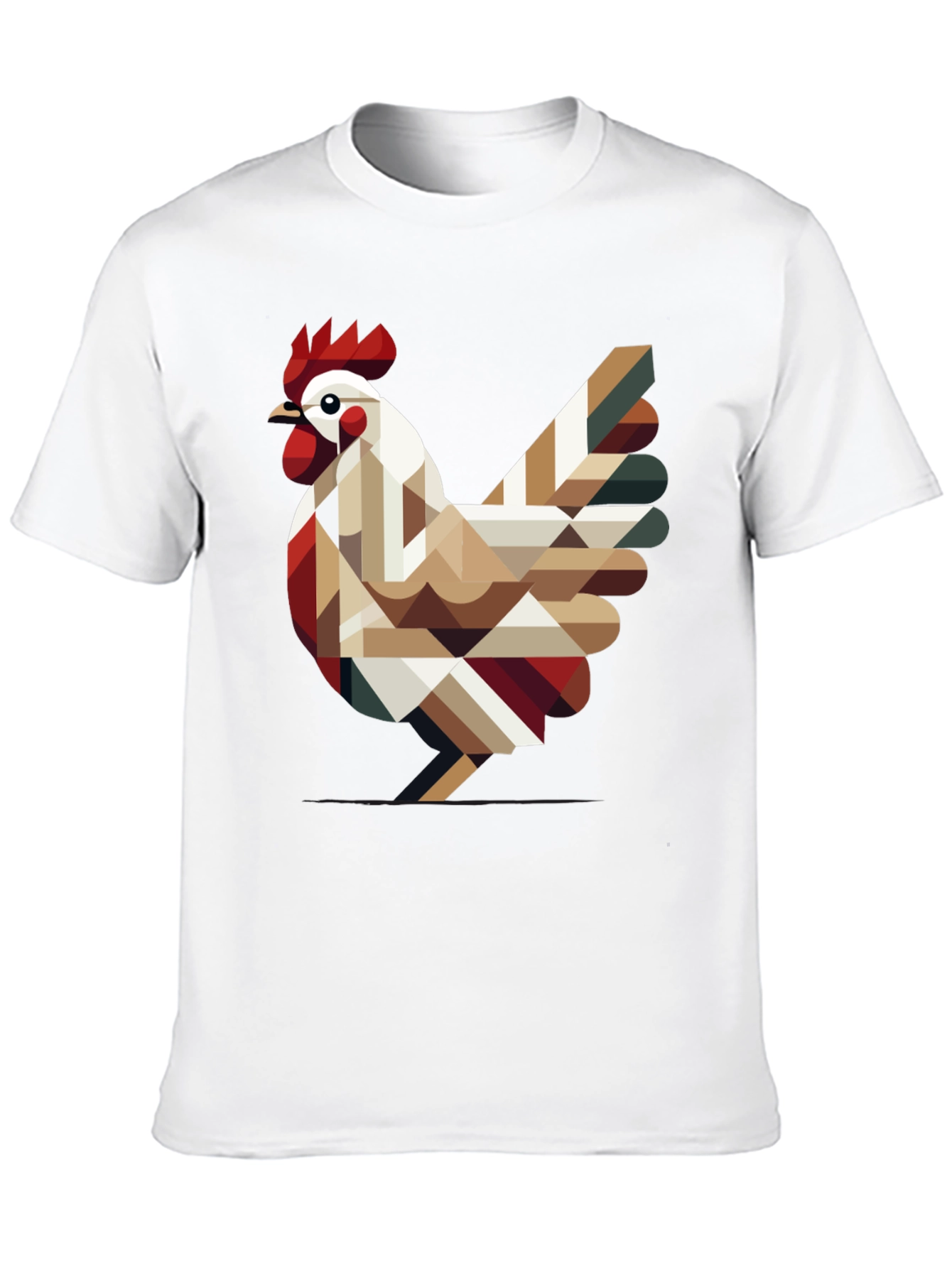 Geometric Chicken Graphic Tee - Modern Farm Style