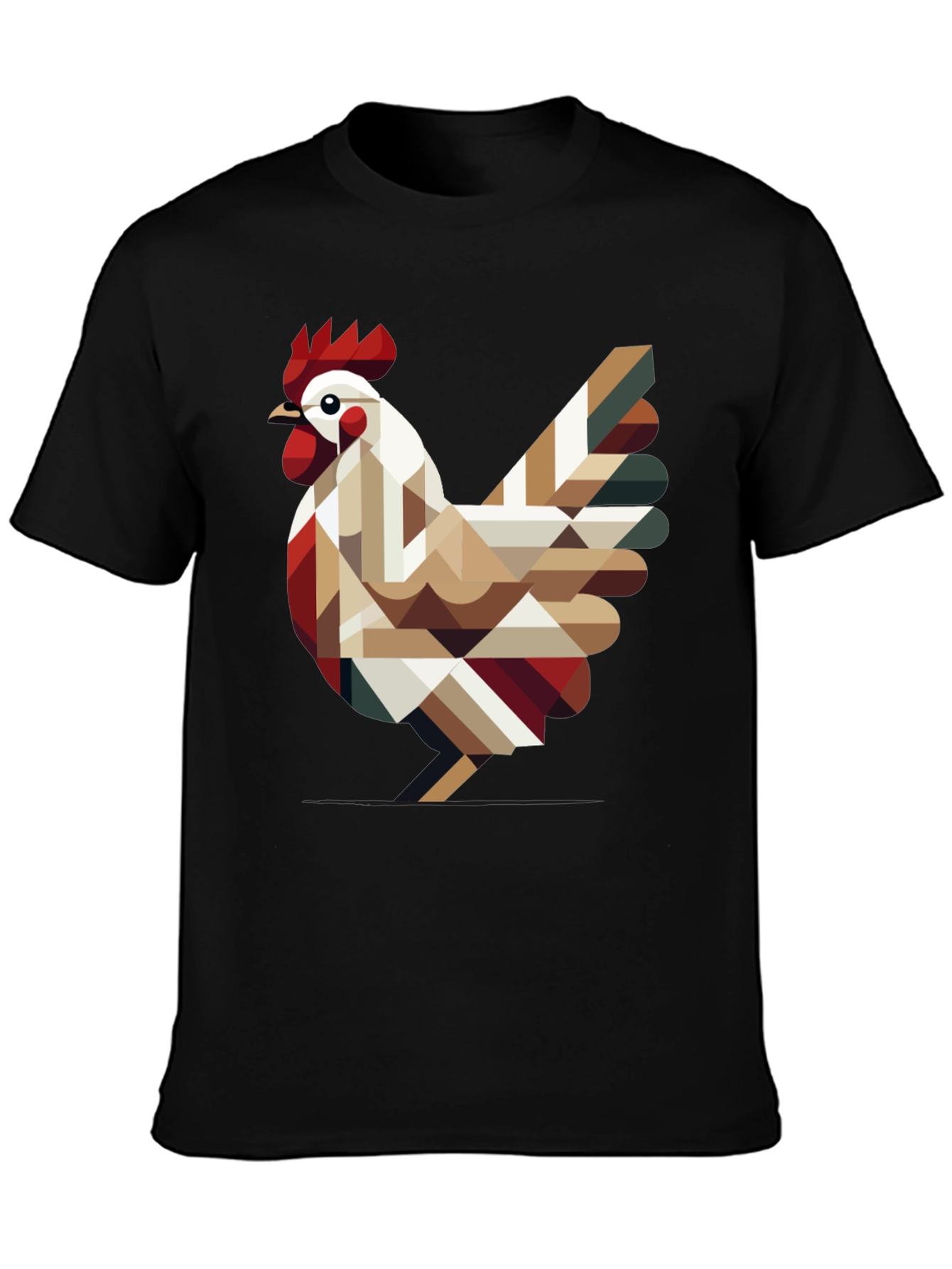 Geometric Chicken Graphic Tee - Modern Farm Style