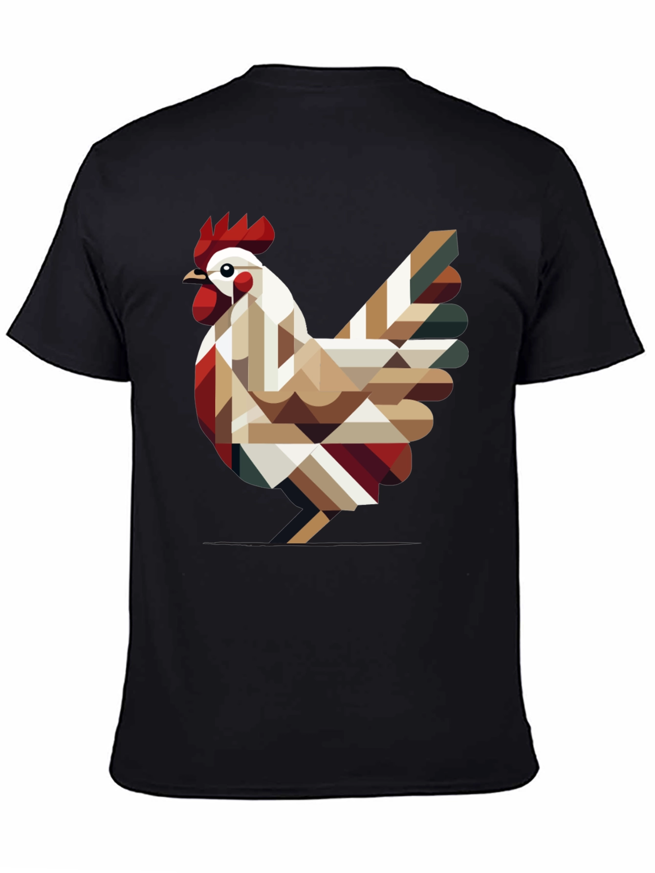 Geometric Chicken Graphic Tee - Modern Farm Style