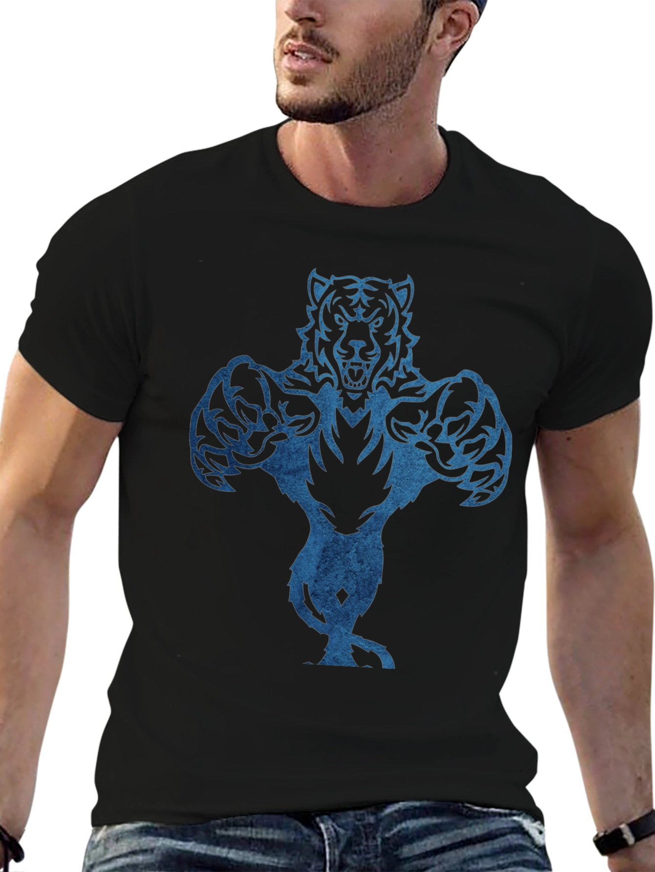 Tiger Graphic Black T-Shirt for Men