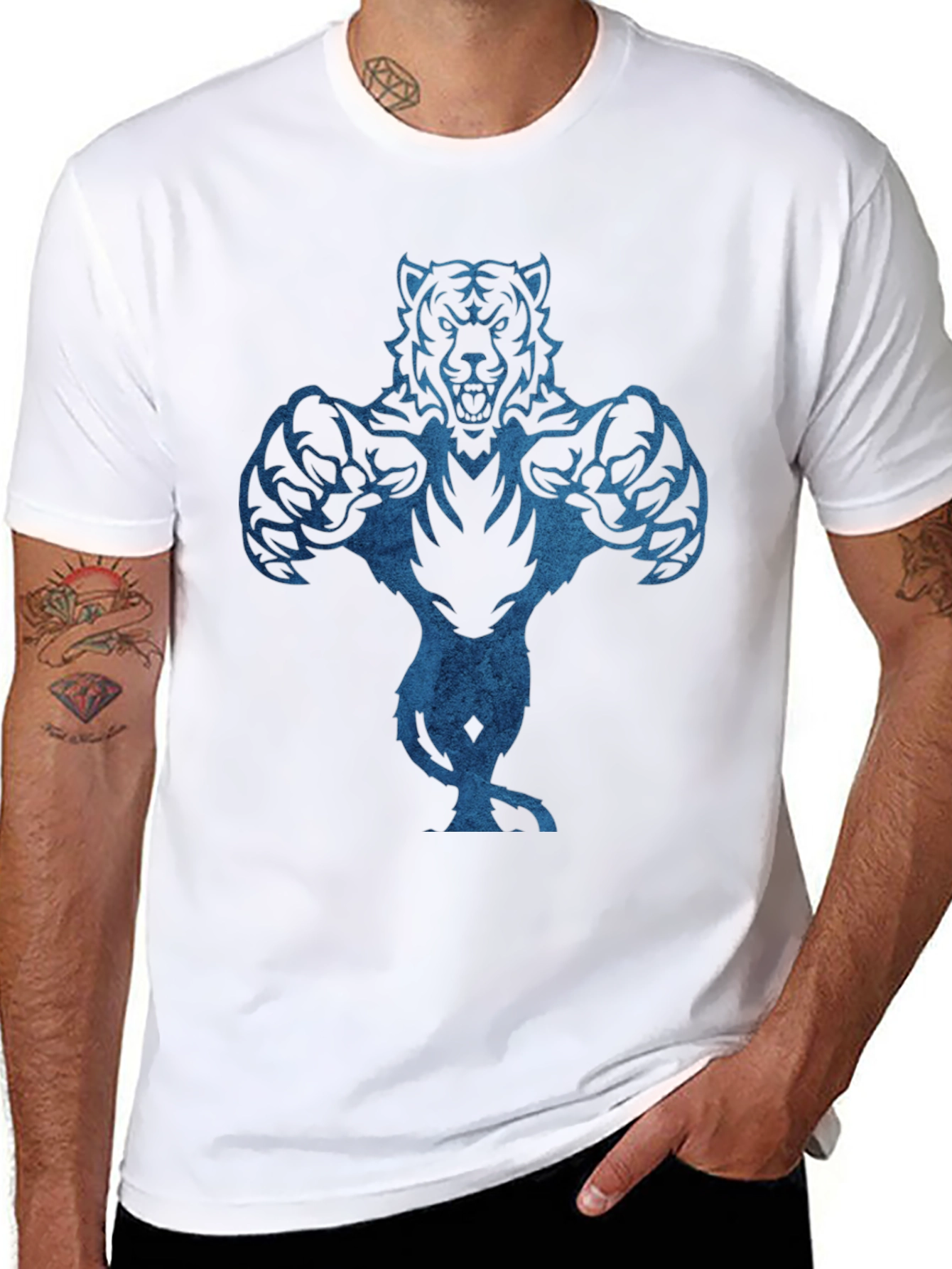 Tiger Graphic Black T-Shirt for Men