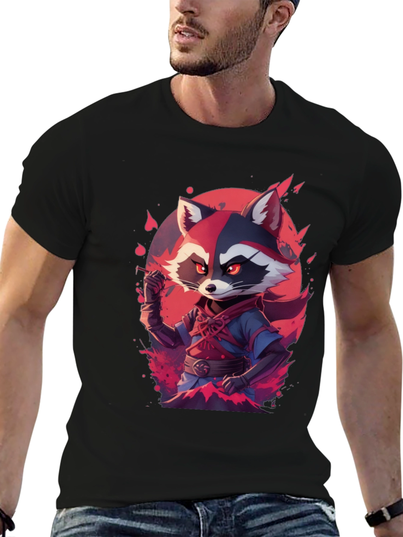 Raccoon Warrior Black Tee