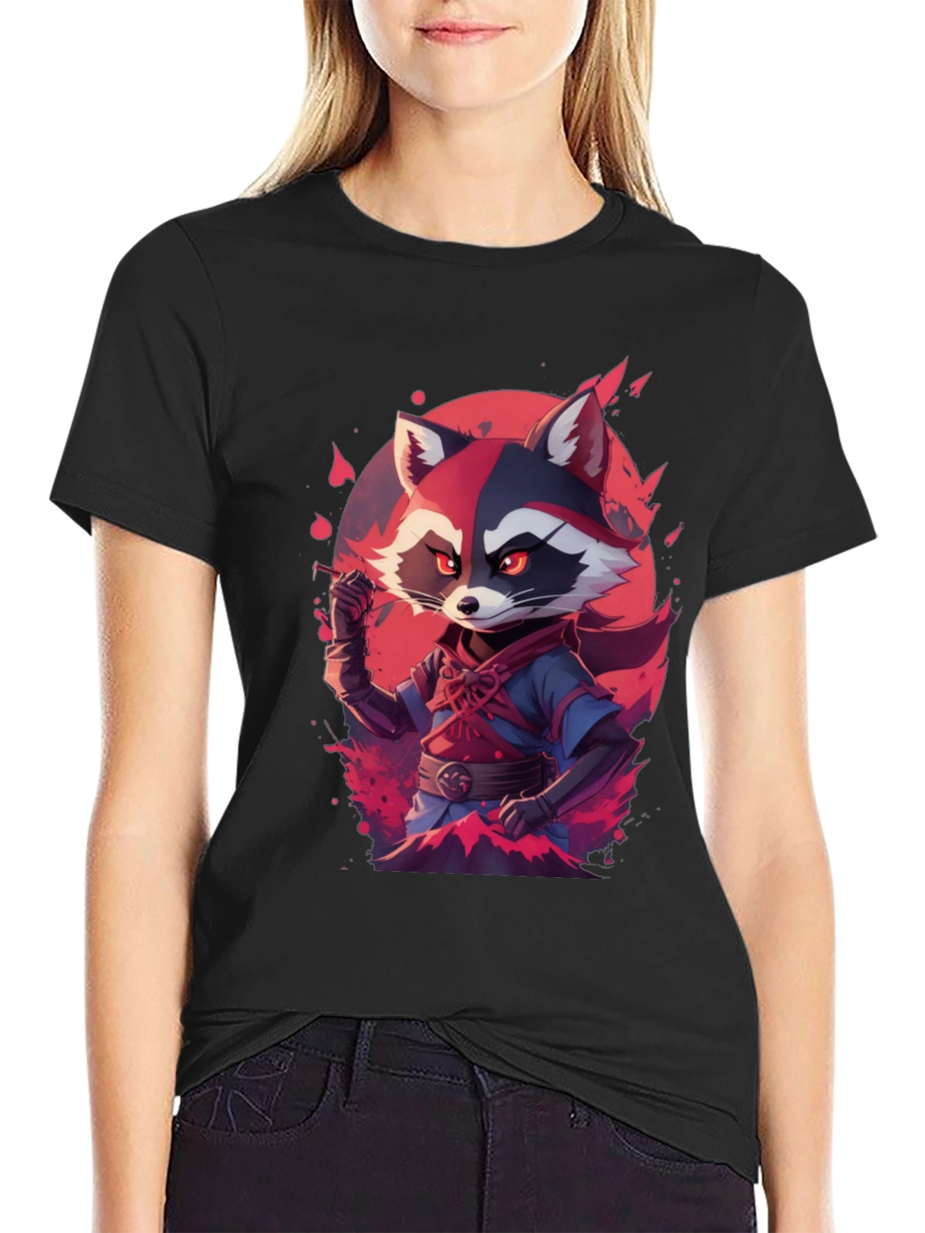 Raccoon Warrior Black Tee