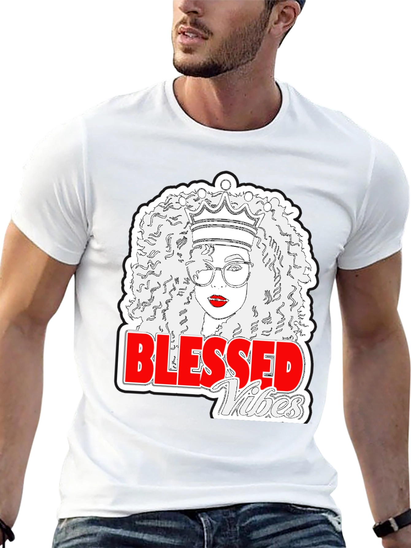 Blessed Vibes Queen Graphic Tee - Black Cotton T-Shirt