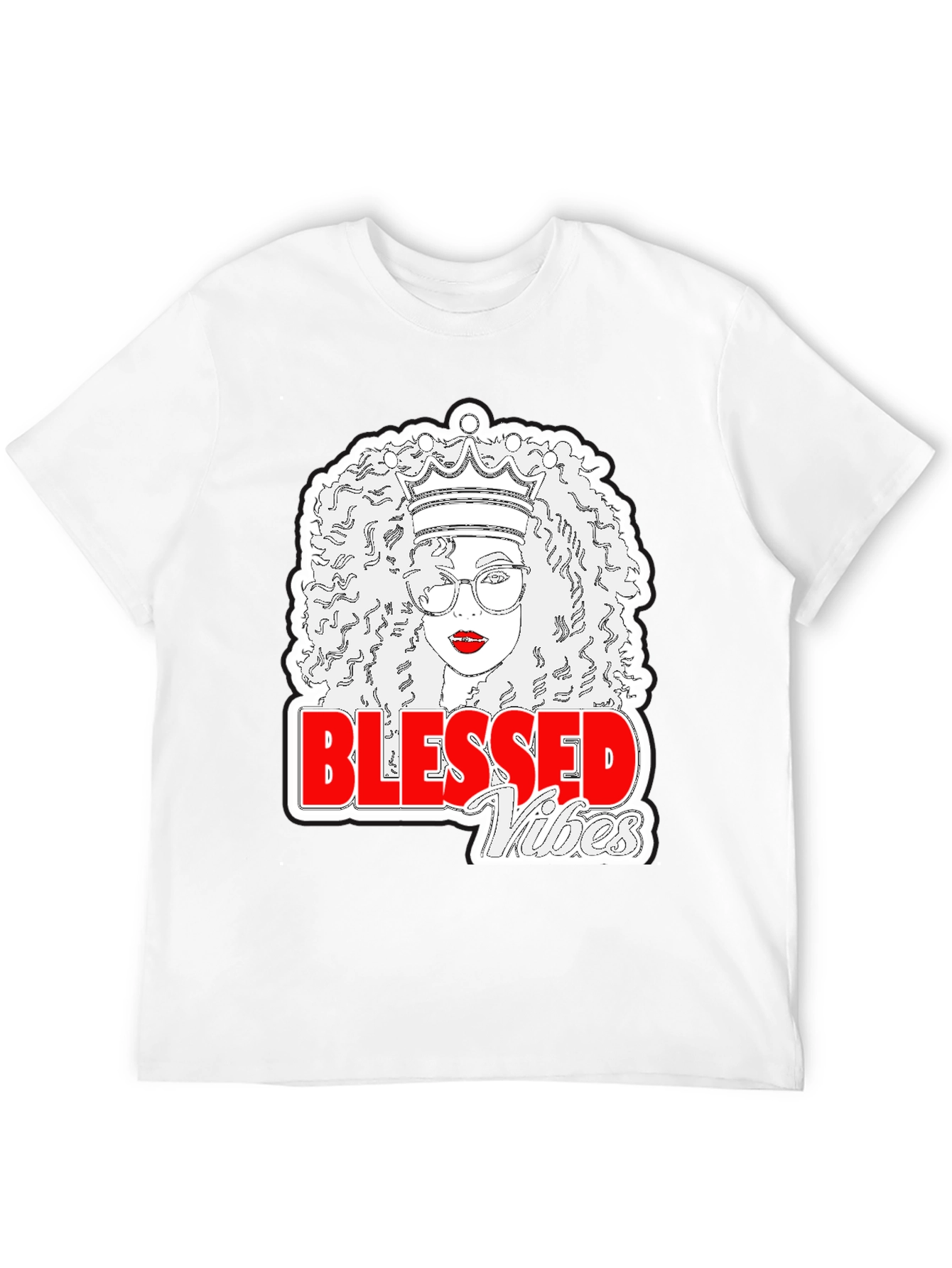 Blessed Vibes Queen Graphic Tee - Black Cotton T-Shirt