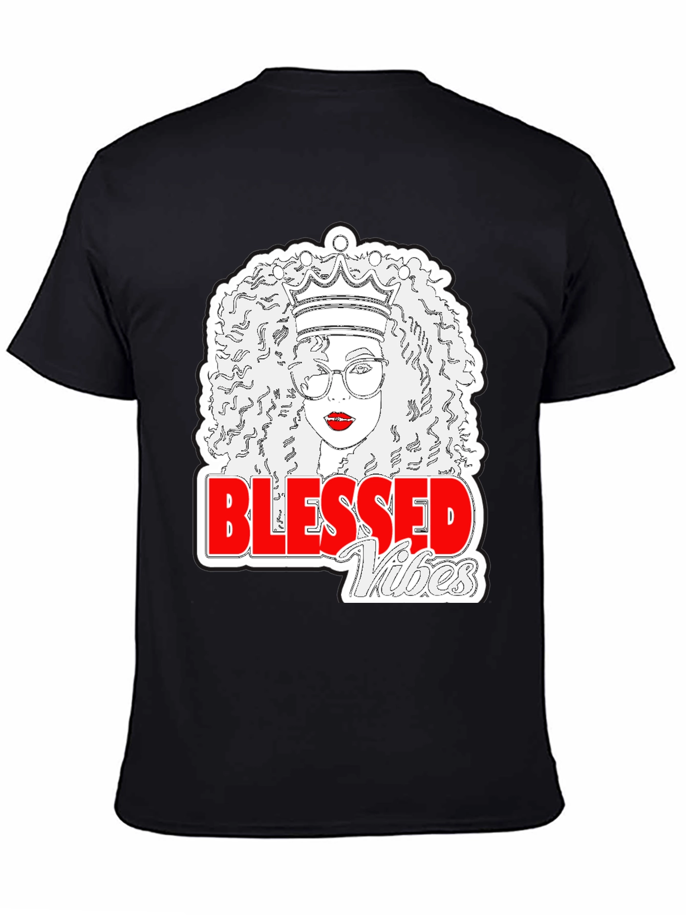 Blessed Vibes Queen Graphic Tee - Black Cotton T-Shirt