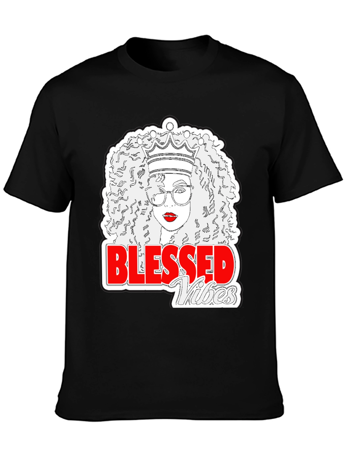 Blessed Vibes Queen Graphic Tee - Black Cotton T-Shirt