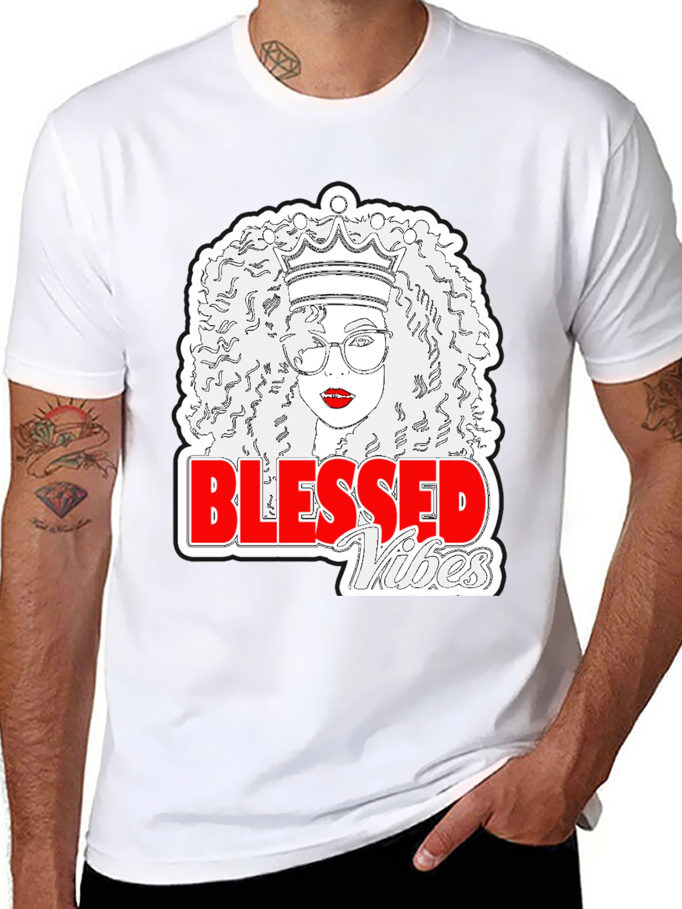 Blessed Vibes Queen Graphic Tee - Black Cotton T-Shirt