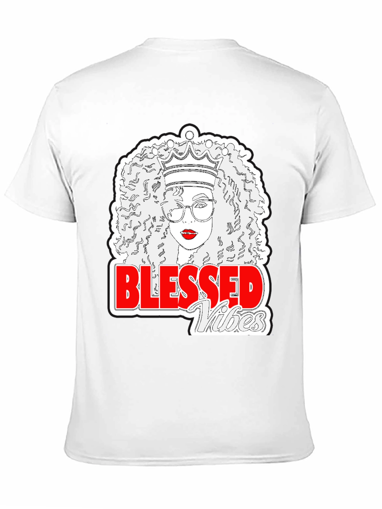 Blessed Vibes Queen Graphic Tee - Black Cotton T-Shirt