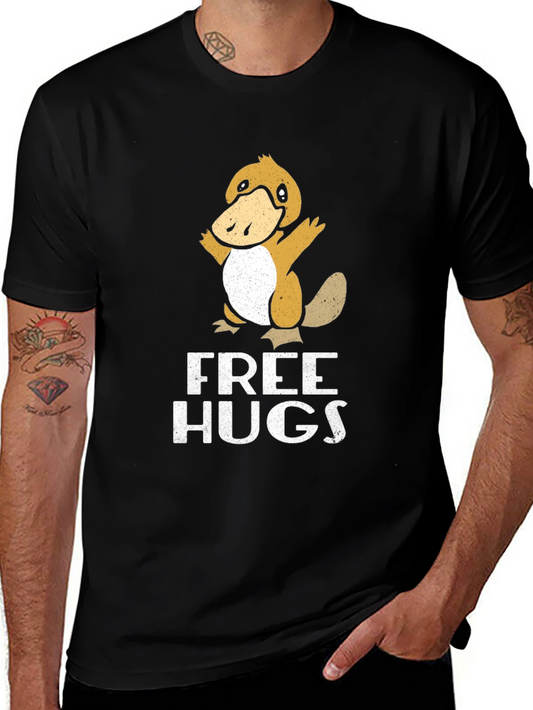 Funny Duck Free Hugs Black T-Shirt