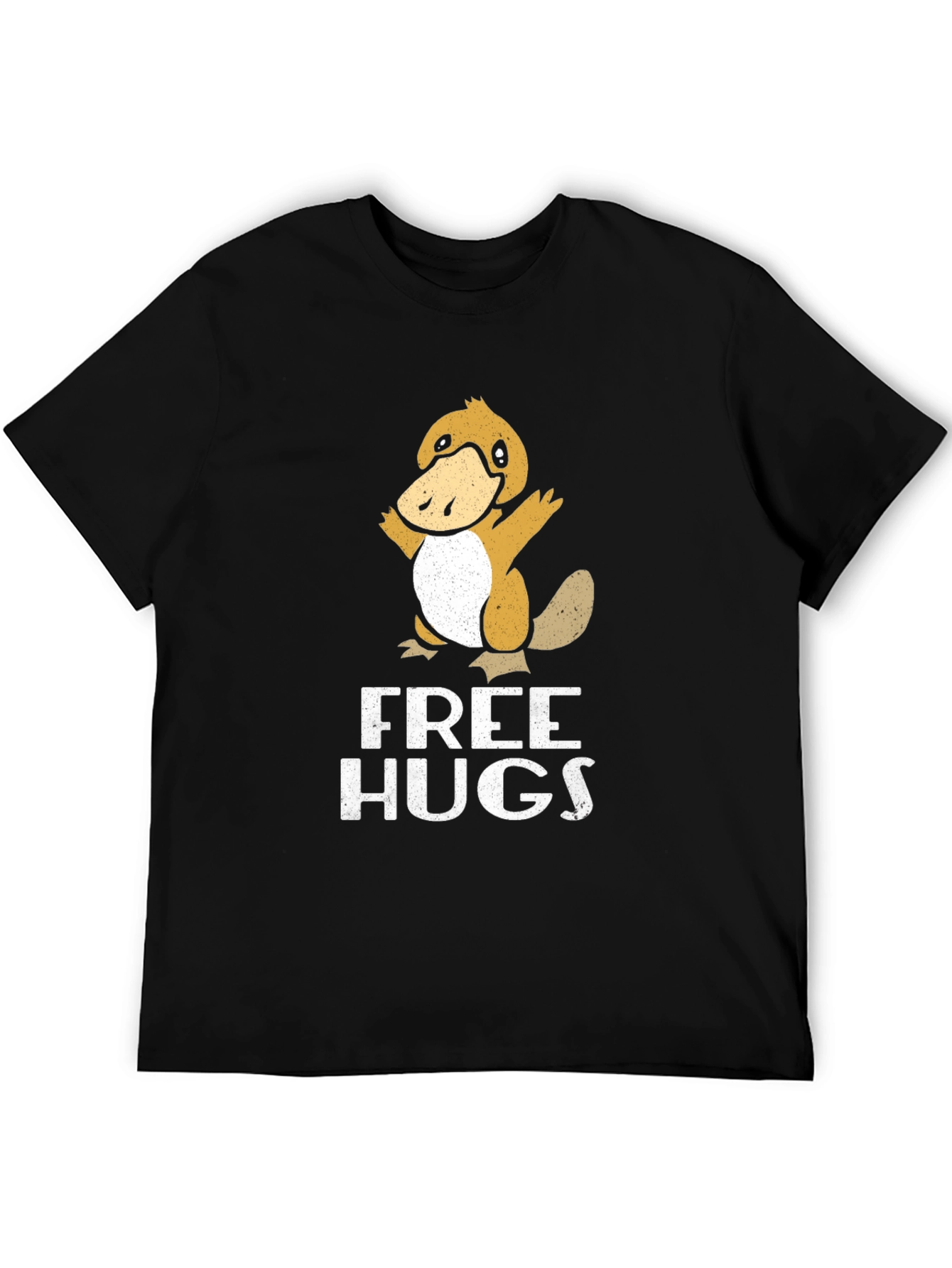 Funny Duck Free Hugs Black T-Shirt