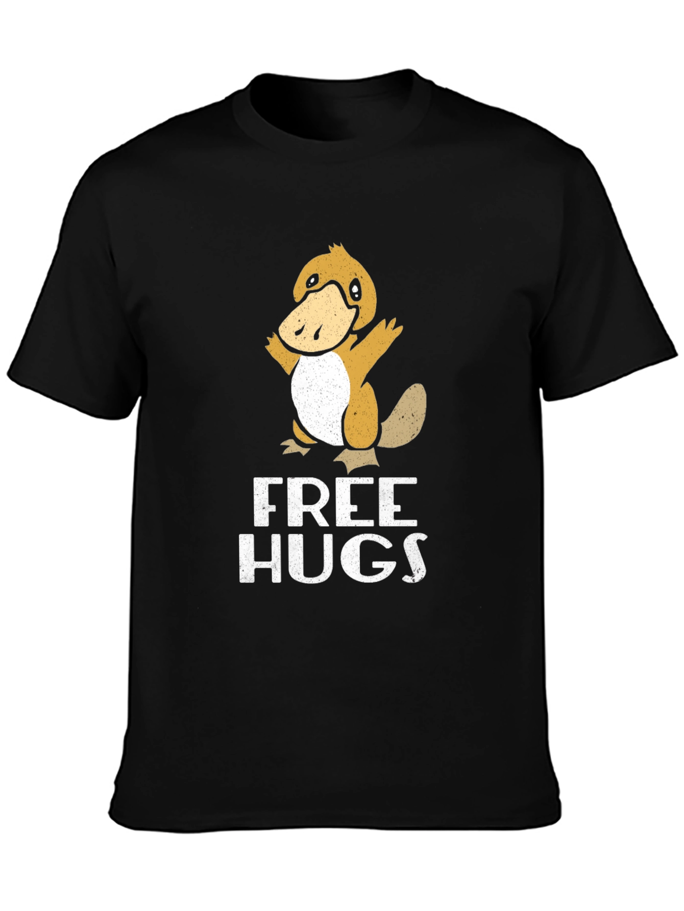 Funny Duck Free Hugs Black T-Shirt
