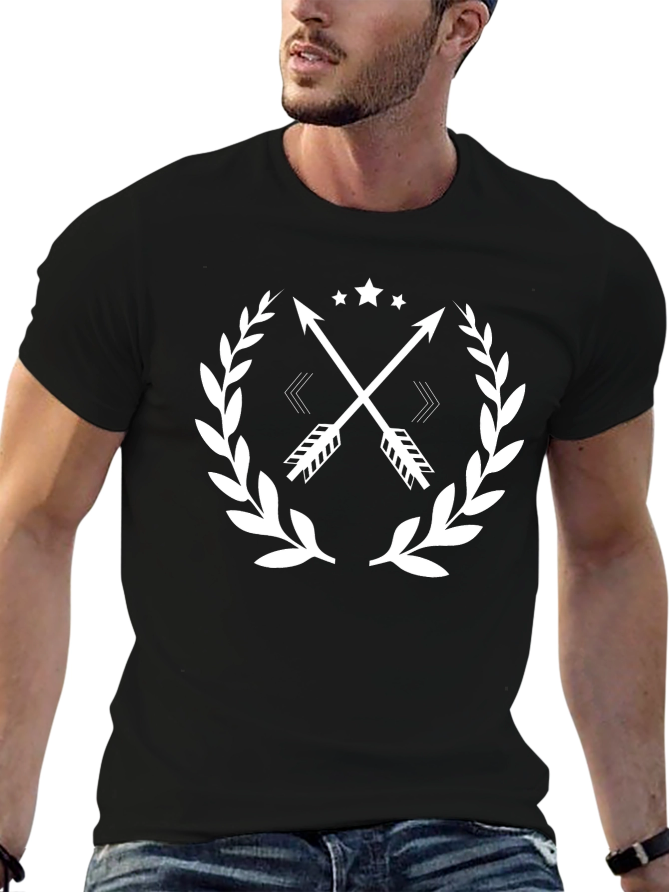 Mens Black Arrow Wreath Graphic Tee