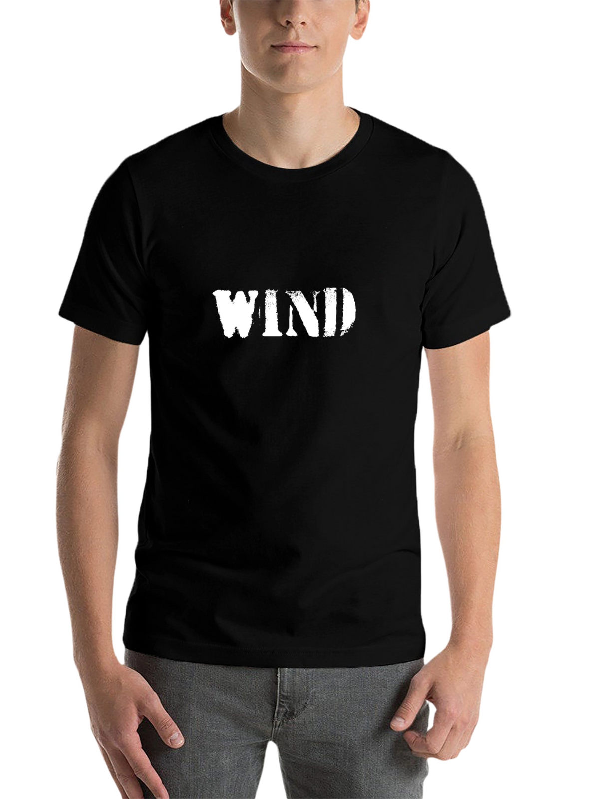 Distressed WIND Graphic Black T-Shirt