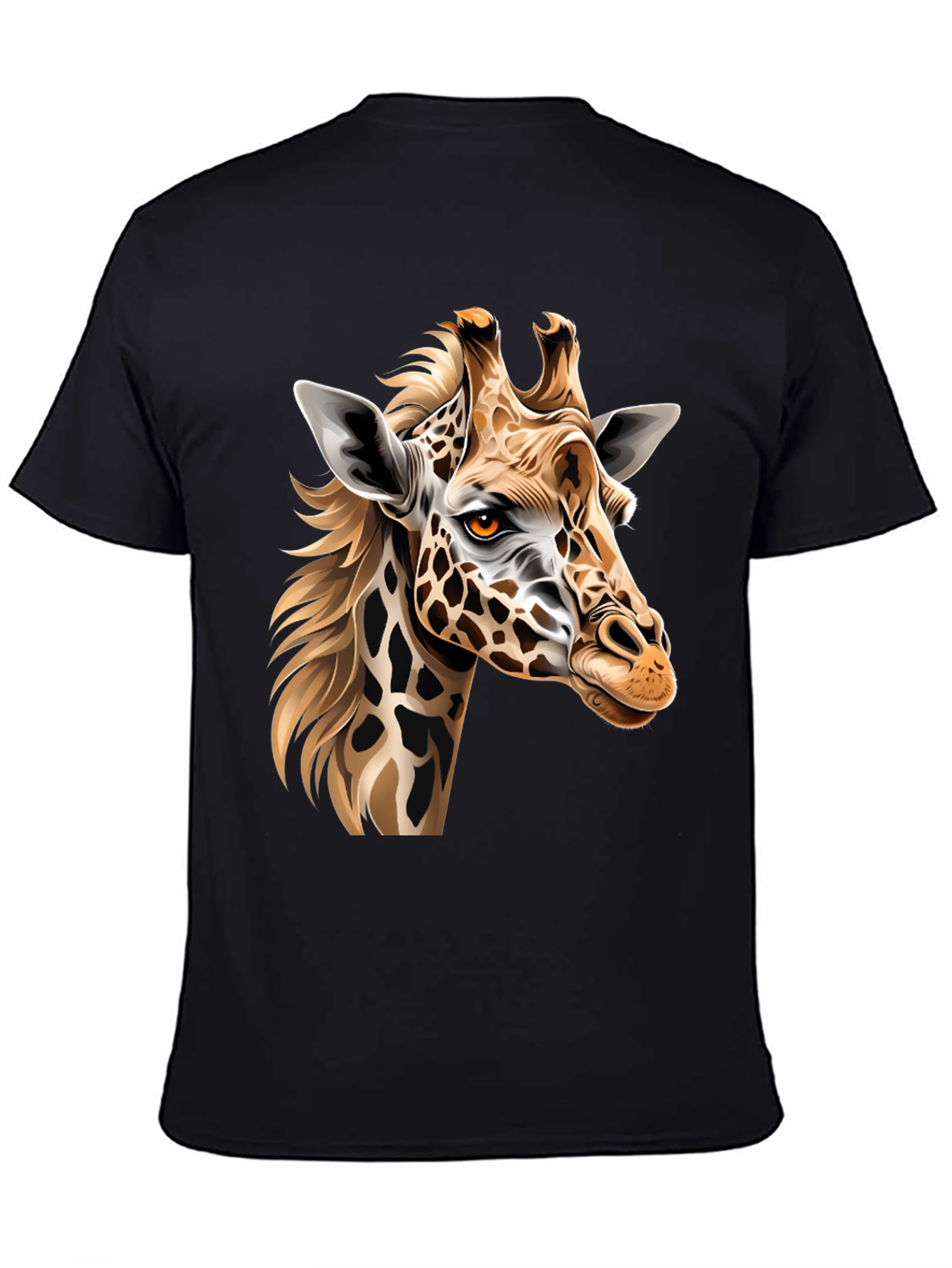 Giraffe Graphic Print Mens Black T-Shirt