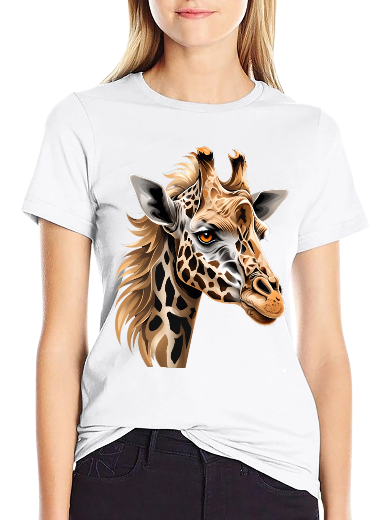 Giraffe Graphic Print Mens Black T-Shirt
