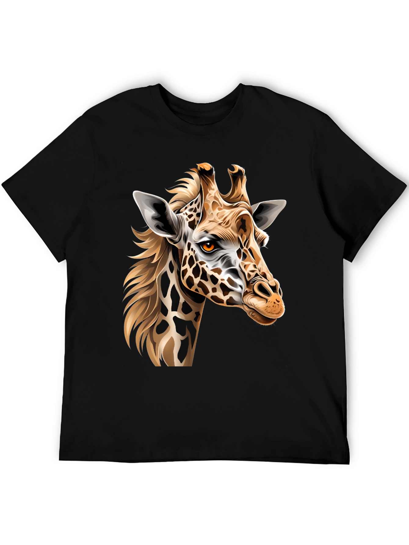 Giraffe Graphic Print Mens Black T-Shirt
