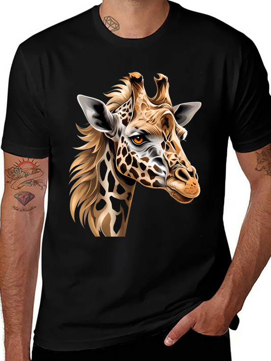Giraffe Graphic Print Mens Black T-Shirt