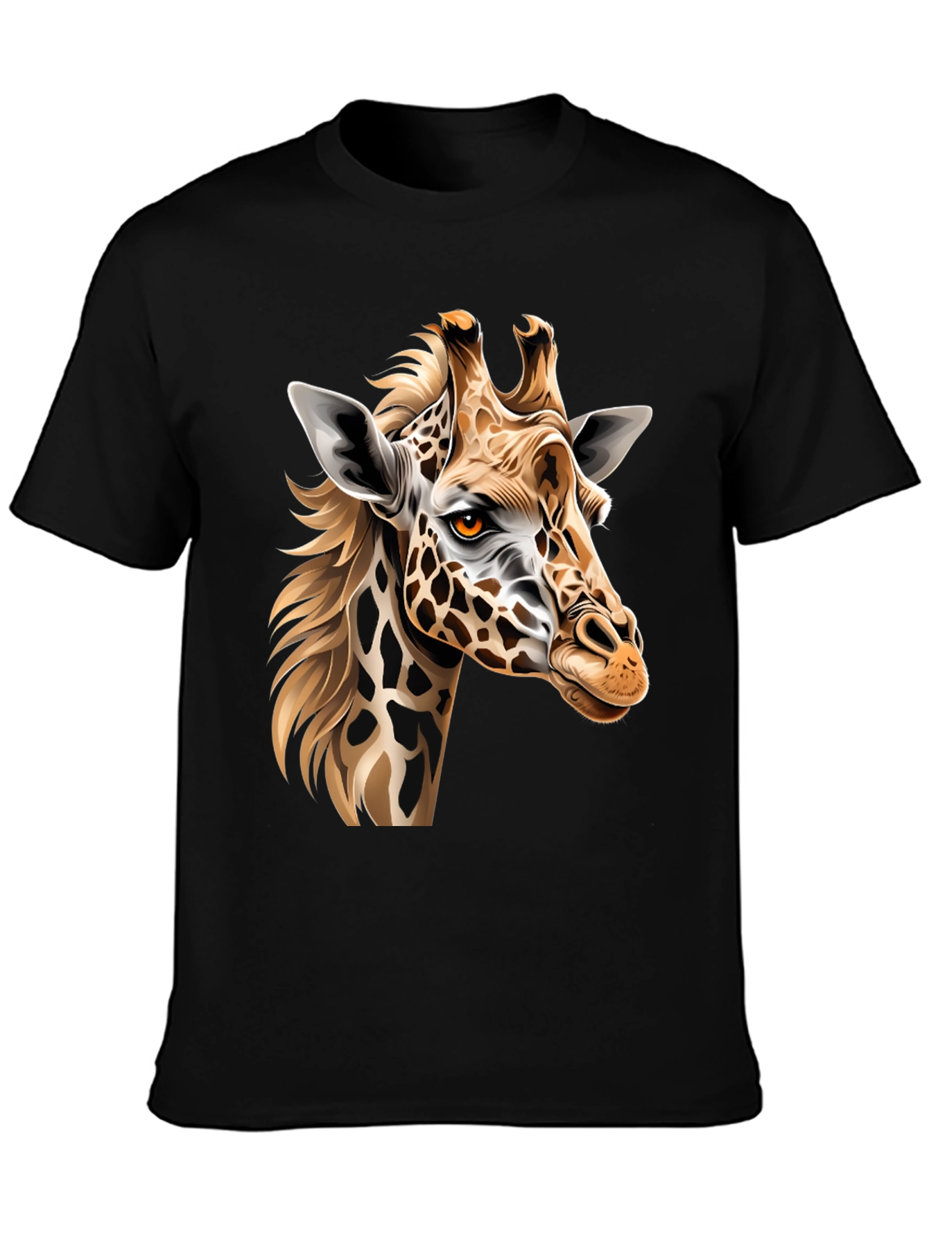 Giraffe Graphic Print Mens Black T-Shirt