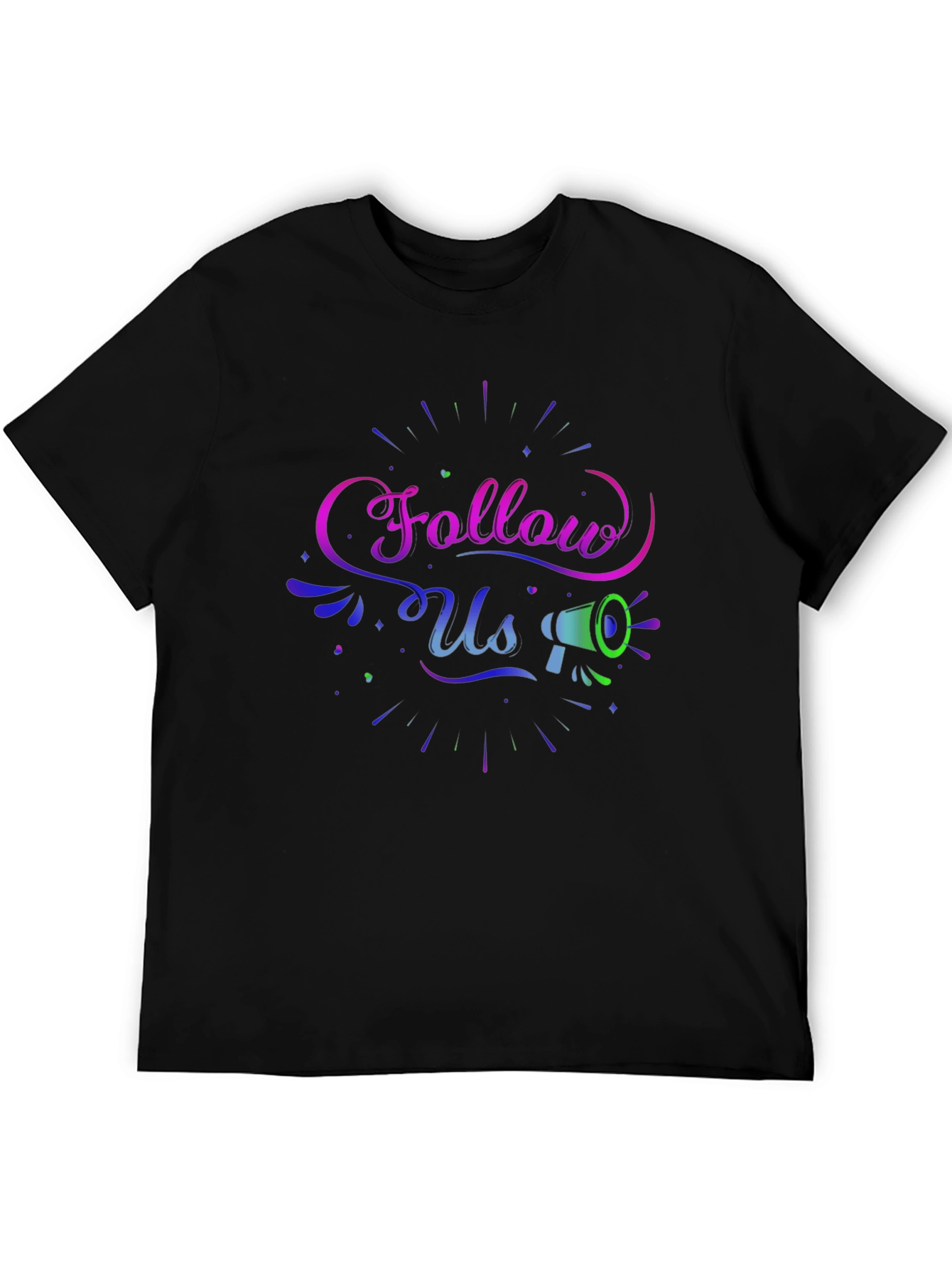 Follow Us Graphic Print Black T-Shirt
