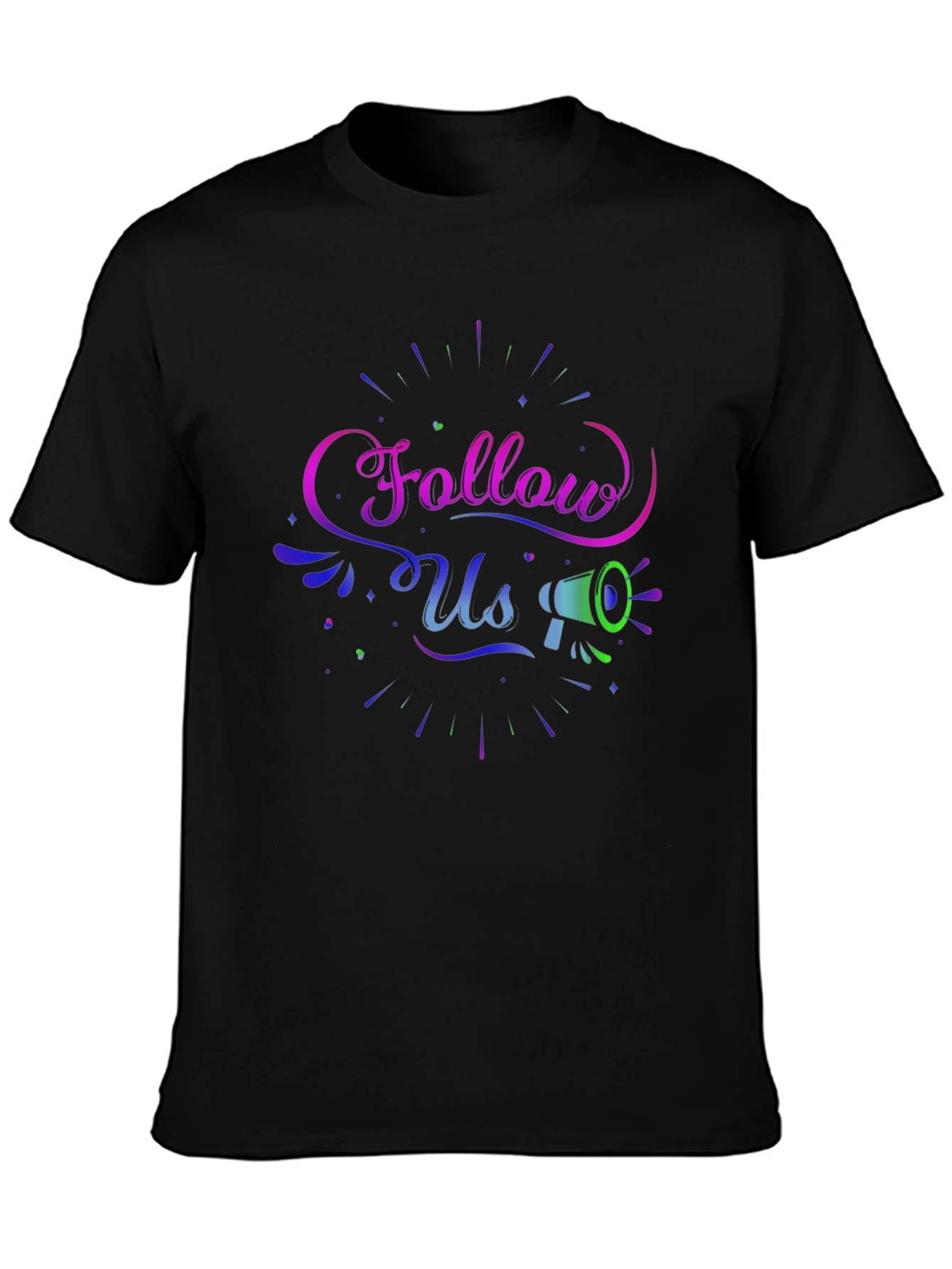 Follow Us Graphic Print Black T-Shirt