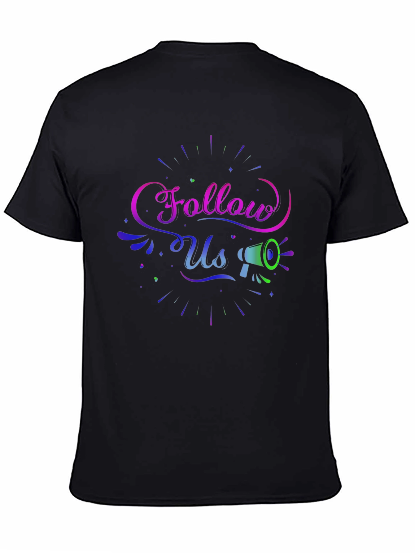 Follow Us Graphic Print Black T-Shirt