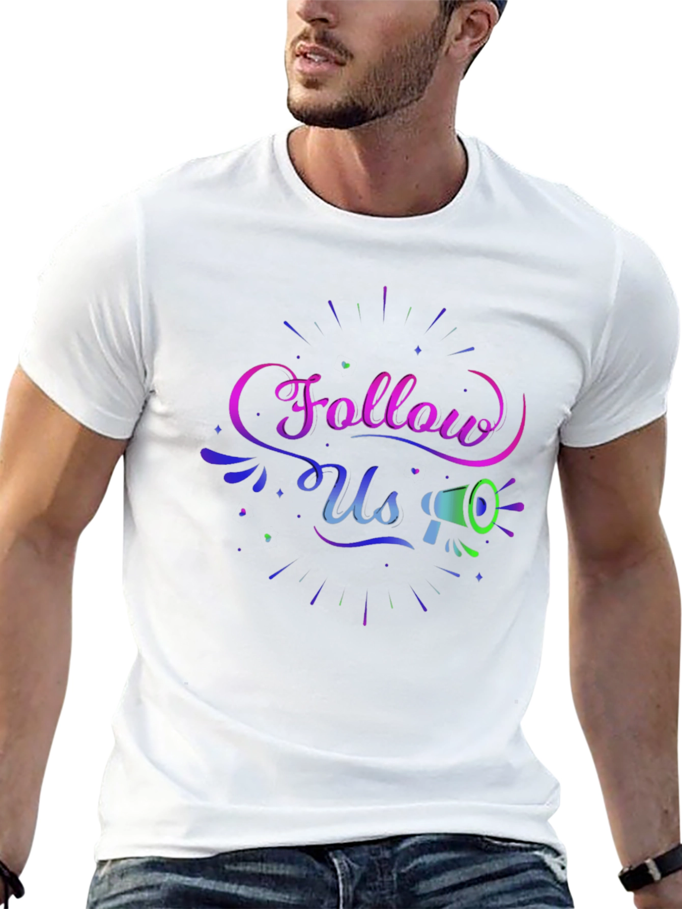 Follow Us Graphic Print Black T-Shirt