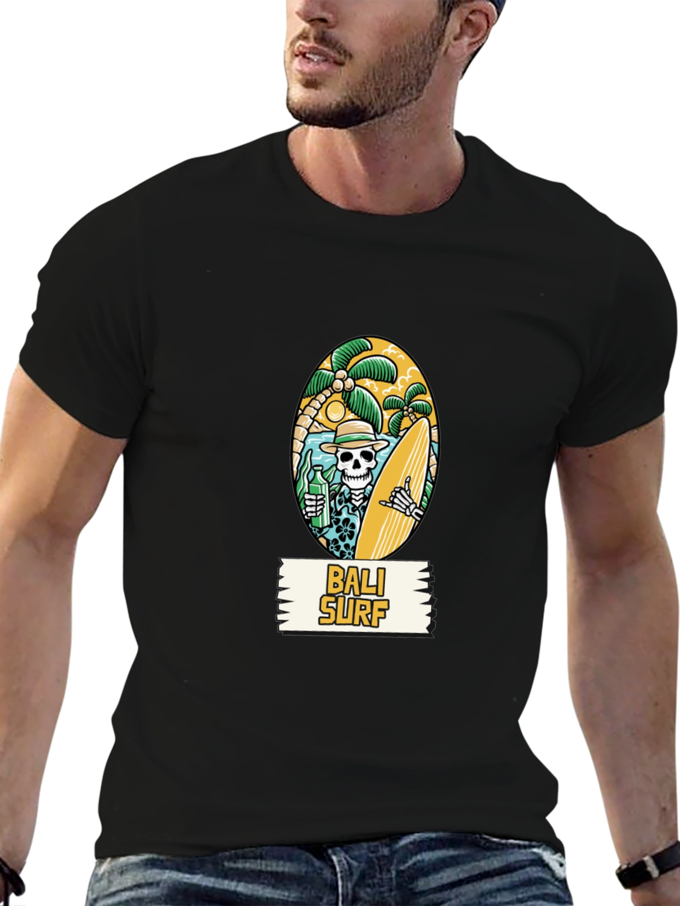 Bali Surf Skeleton Graphic T-Shirt