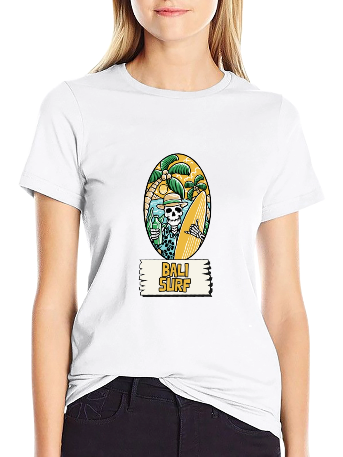 Bali Surf Skeleton Graphic T-Shirt