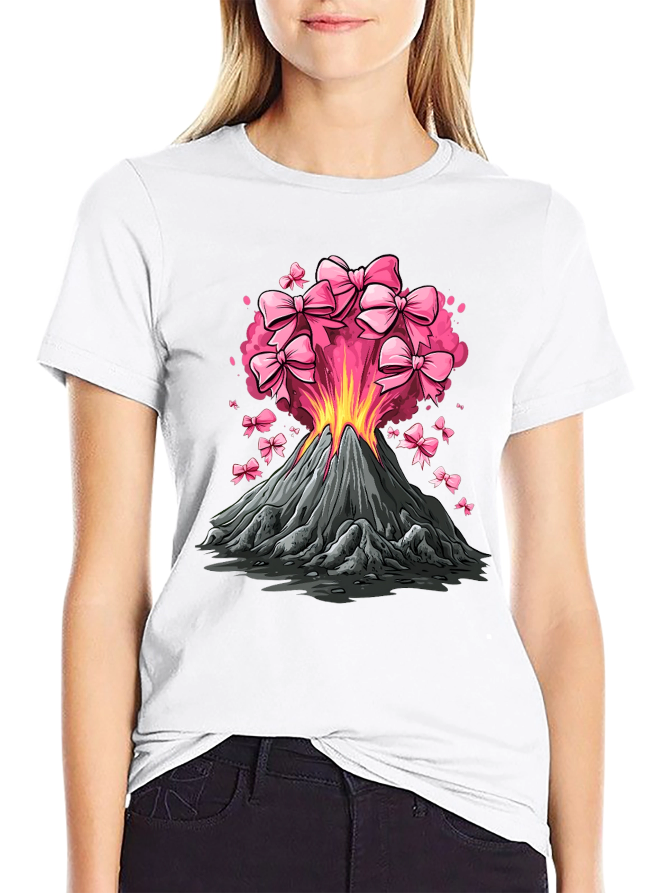 Volcano Pink Bow Eruption Graphic Tee