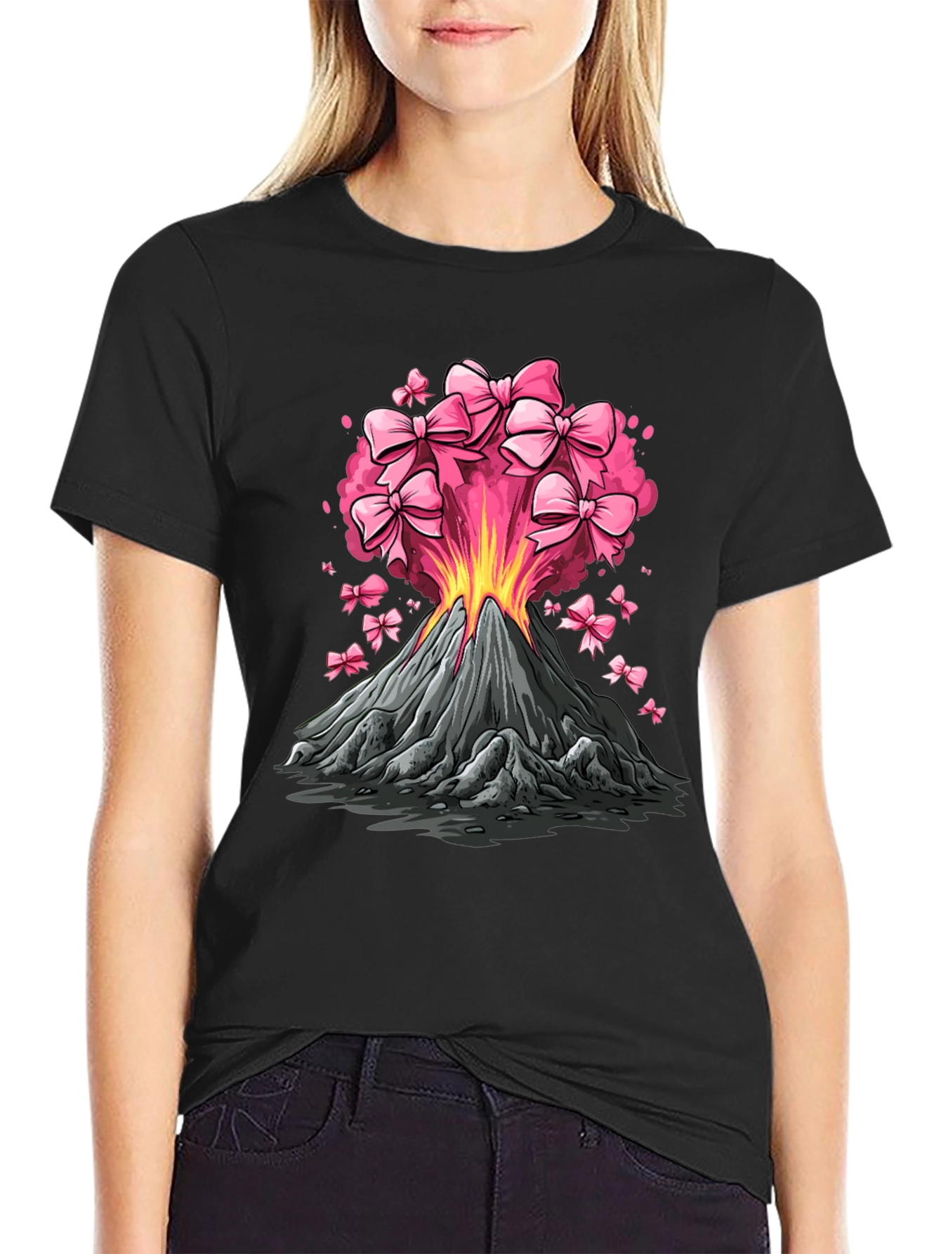 Volcano Pink Bow Eruption Graphic Tee