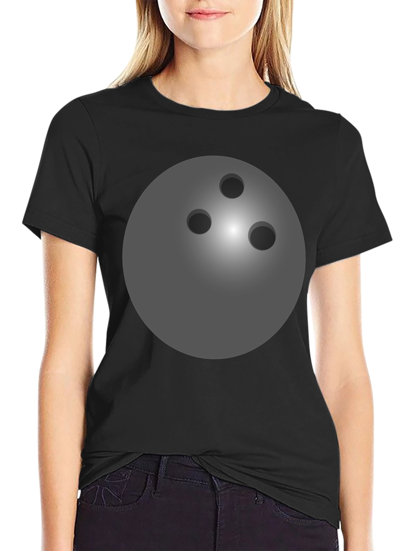 Bowling Ball Graphic Tee - Black Cotton T-Shirt