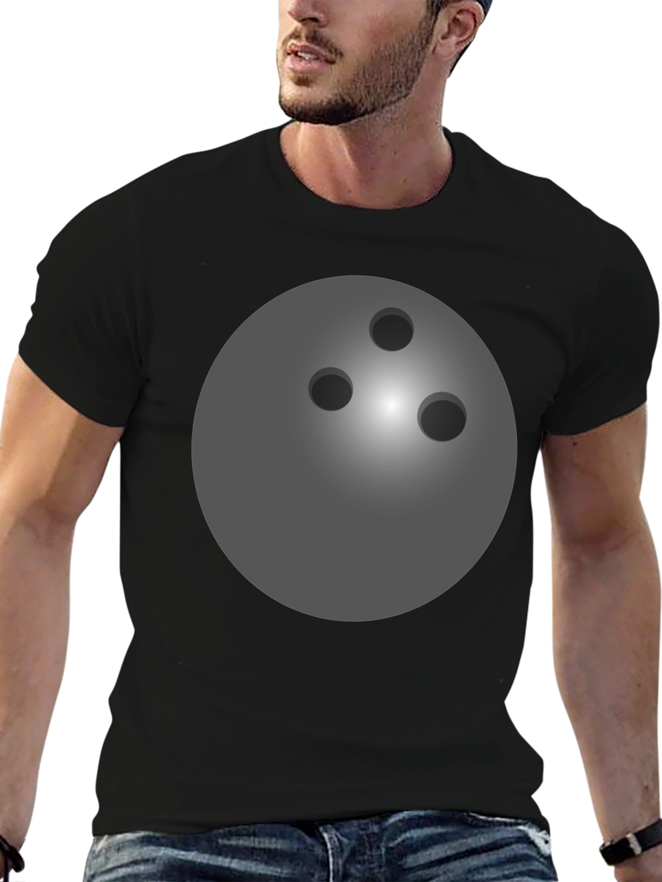 Bowling Ball Graphic Tee - Black Cotton T-Shirt