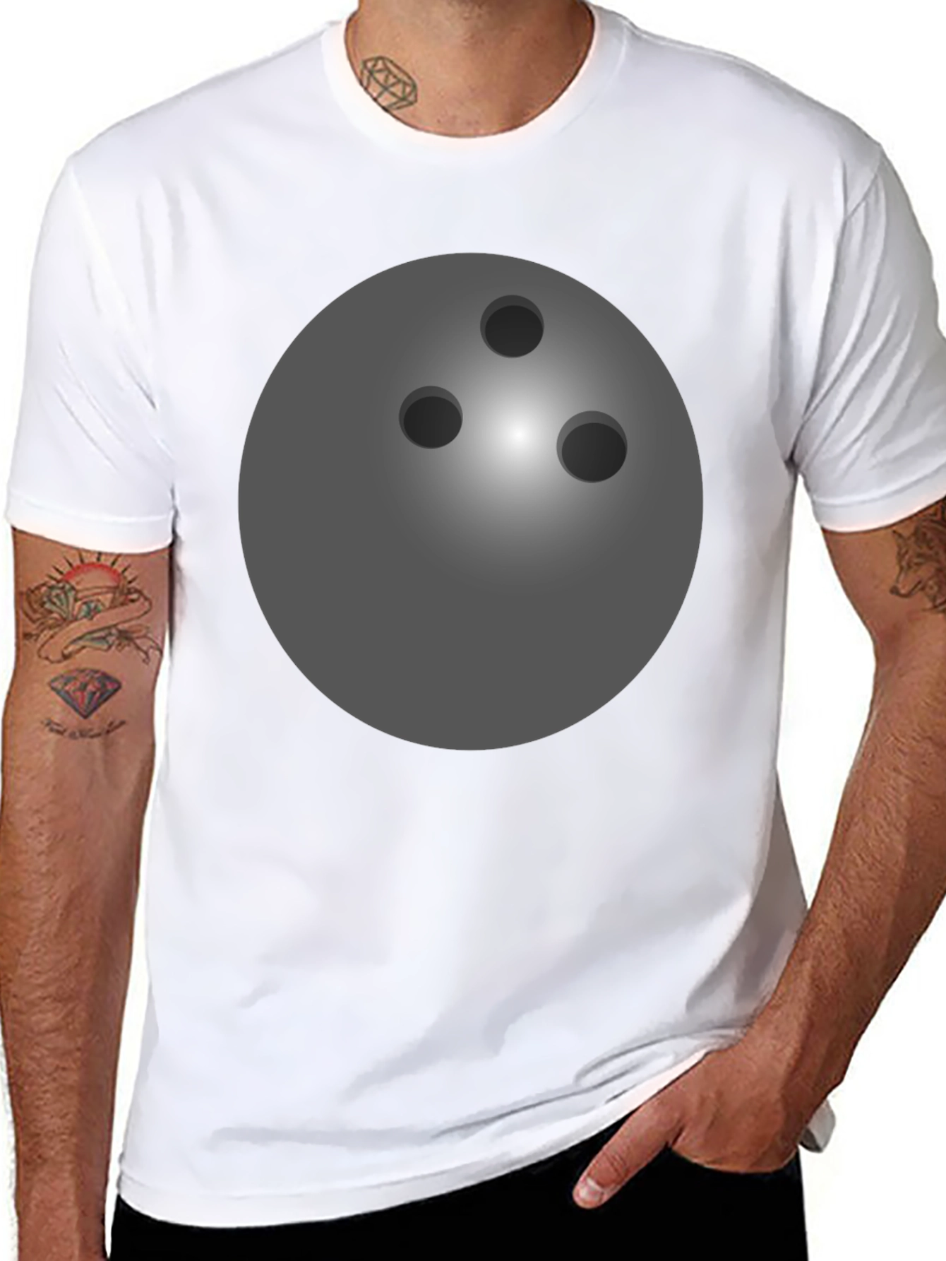 Bowling Ball Graphic Tee - Black Cotton T-Shirt