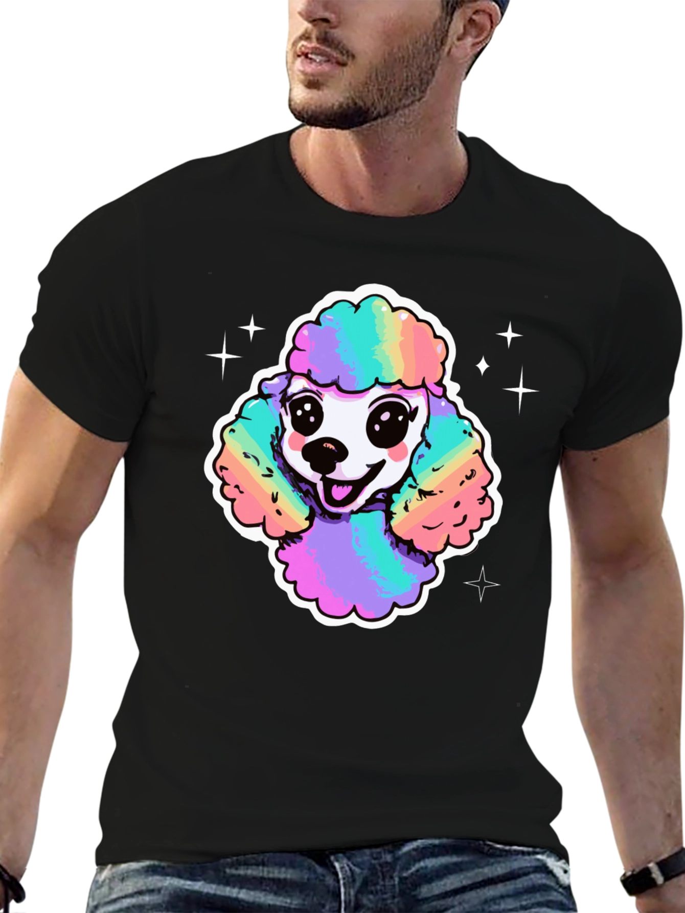 Rainbow Poodle Graphic T-Shirt