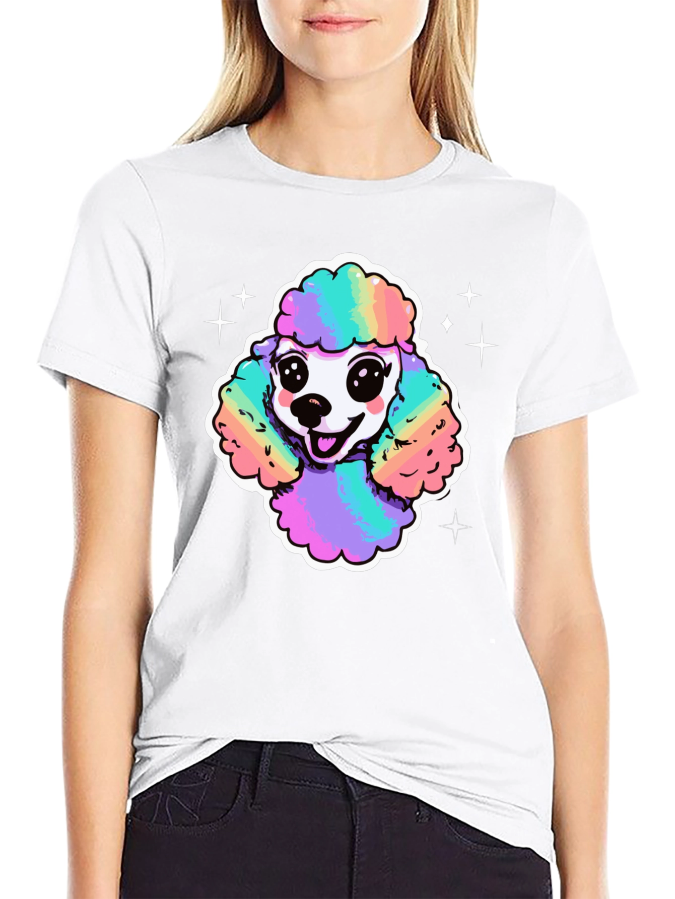 Rainbow Poodle Graphic T-Shirt