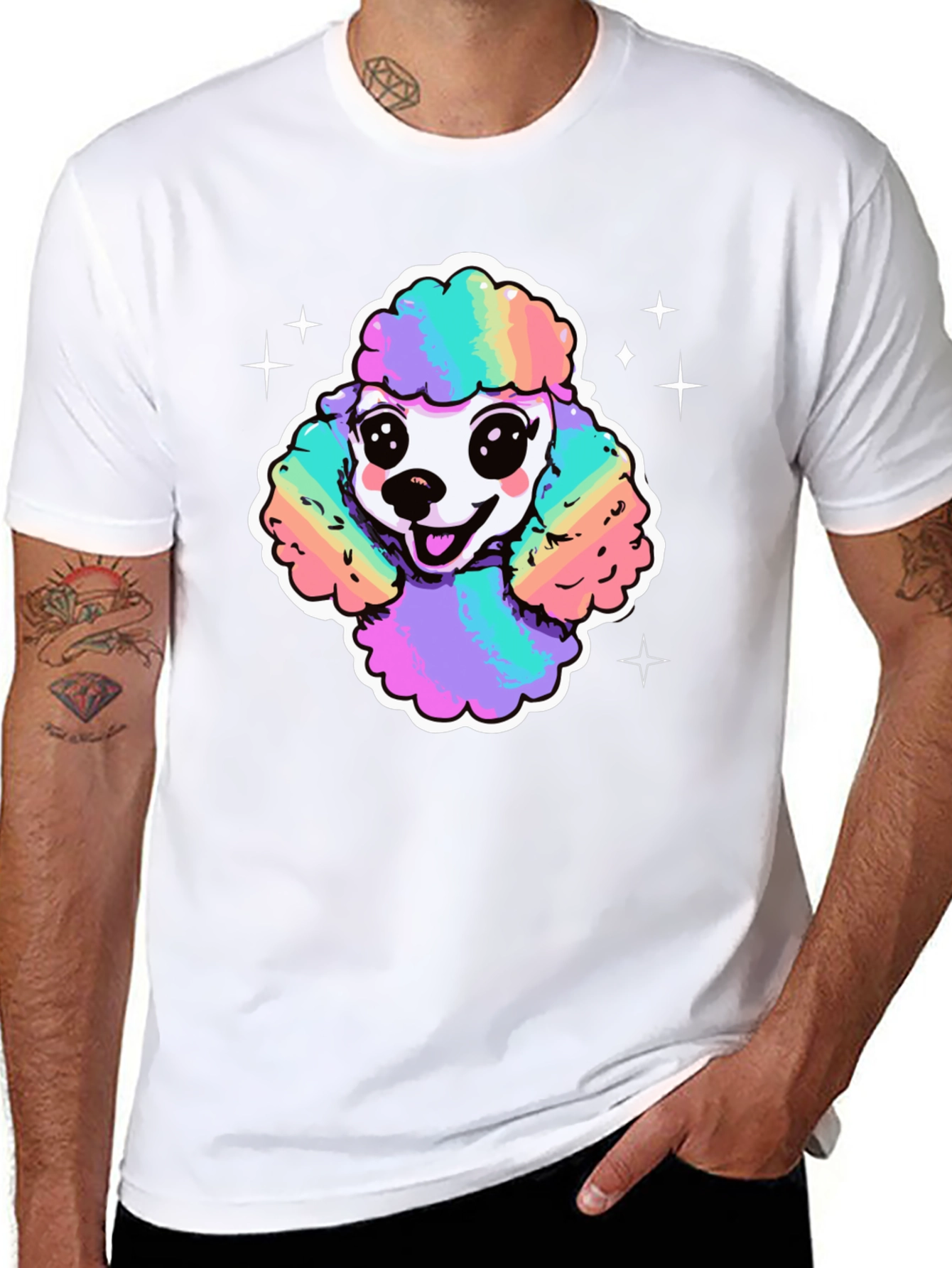 Rainbow Poodle Graphic T-Shirt