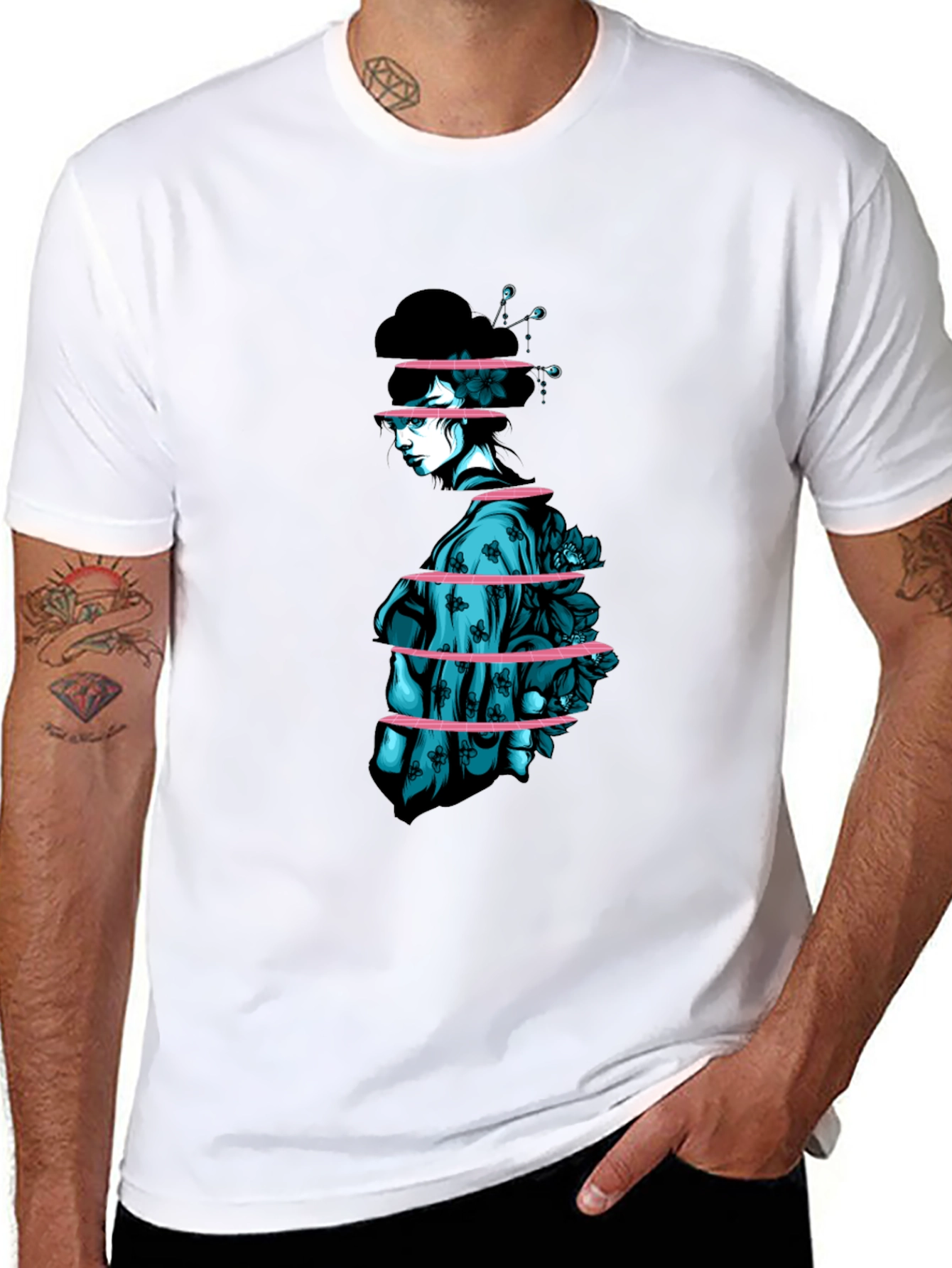 Sliced Geisha Graphic Tee - Unique Streetwear